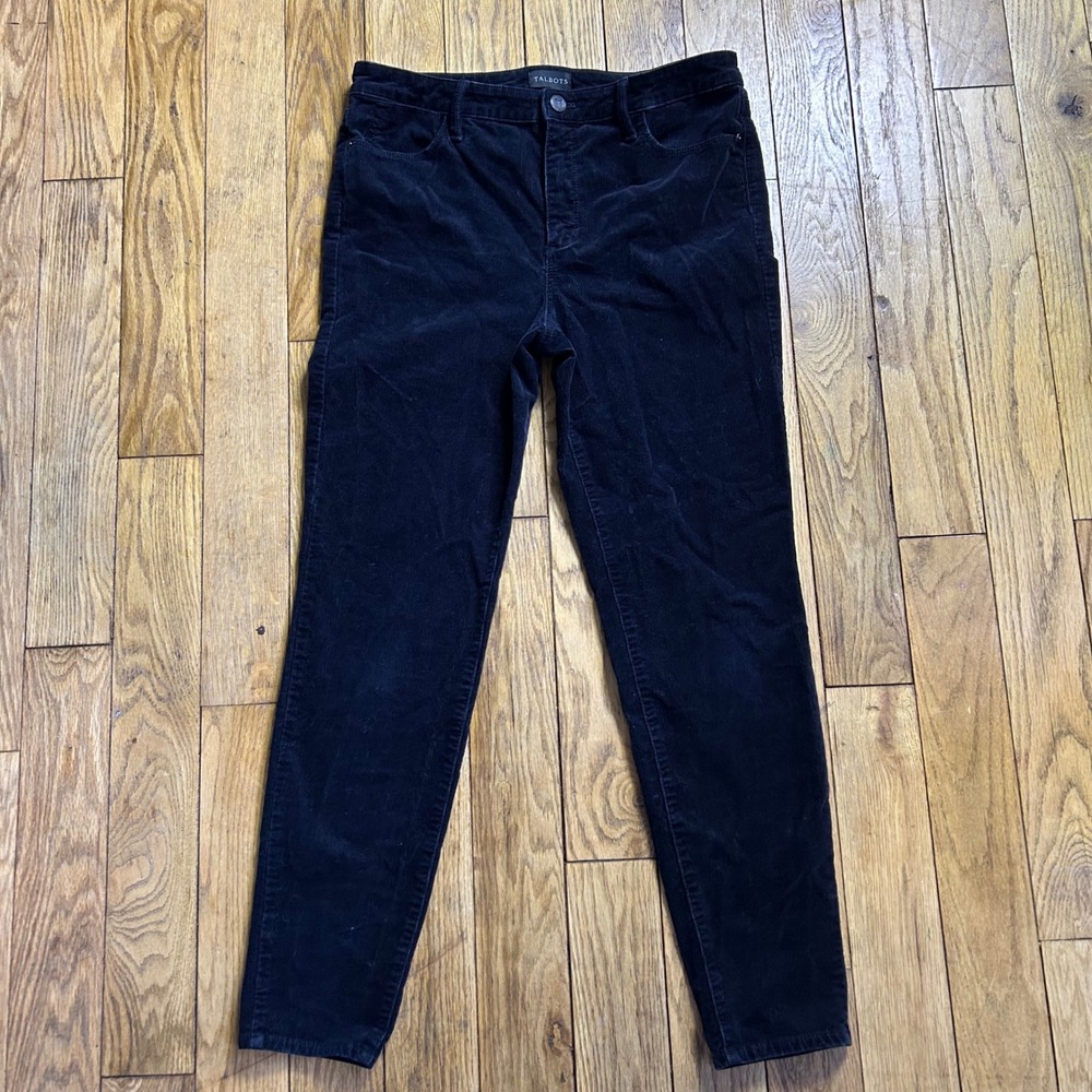 Talbots Womens Black Corduroy Jegging Slim Leg Pants Size 8